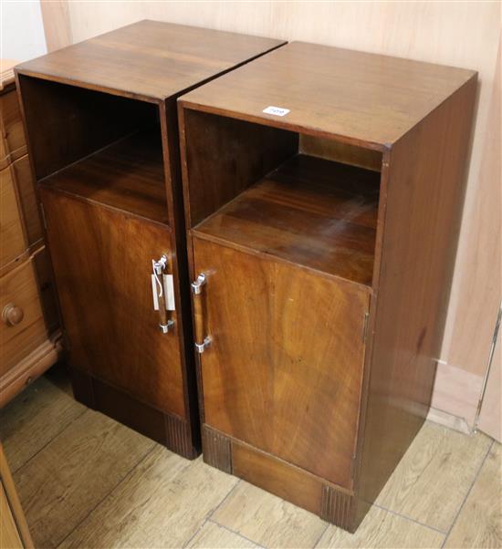 A pair of deco bedside cabinets, h.74cm